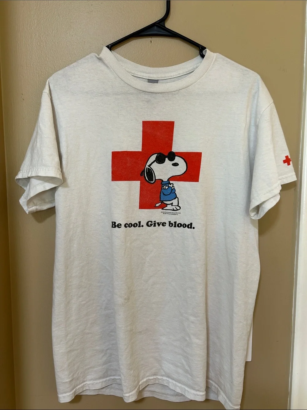 Snoopy 'Be Cool. Give Blood.' White Graphic T-Shirt
